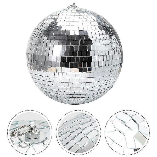 Sølv Guld Glas Spejl Diskokugle Dekorativ Fest Lys Reflekterende DJ Dans Jul Hjem Klub Scenebelysningseffekt 25CM Silver