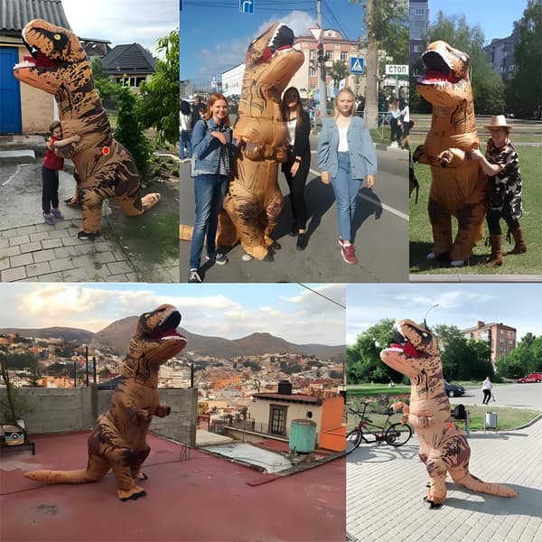 【03】Oppustelig dragt Voksen Oppustelige dinosaurkostumer T rex-dragt til voksne CJY