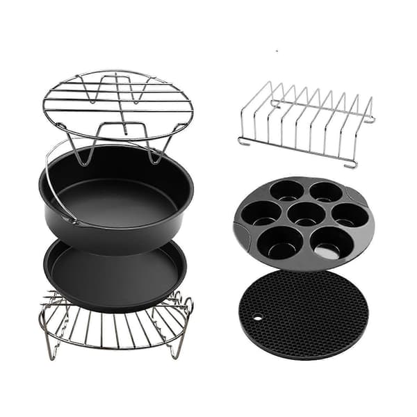 airfryer tilbehør 7 stk til 4.8QT-6.3QT airfryer med 8 tommer kageform