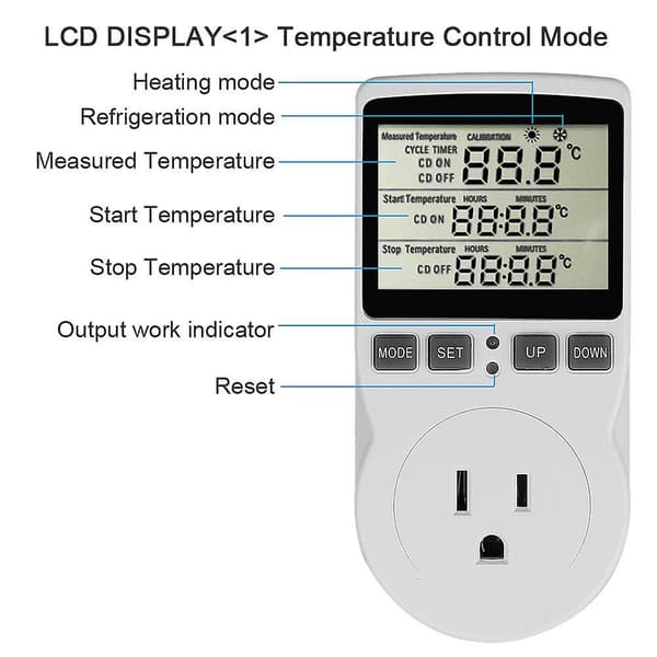 【03】Digital temperaturregulator Stikkontakt EU-stik Termostat med timer Sensorsonde Varme Køling [DB] US