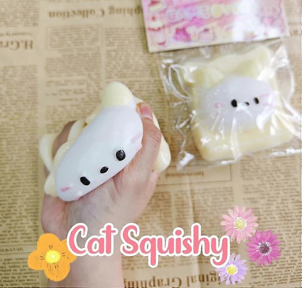 Kawaii Katte Squishies PVC Sensorisk Legetøj - Beroligende Rebound Stresslindring til Britiske Børn