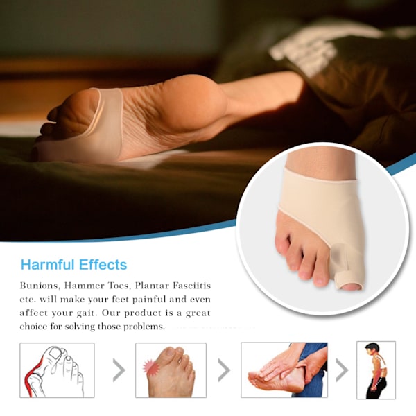 1 Par Bunion Pads Tå Bunion Corrector Protector Gel Polyuretan Tåspridare