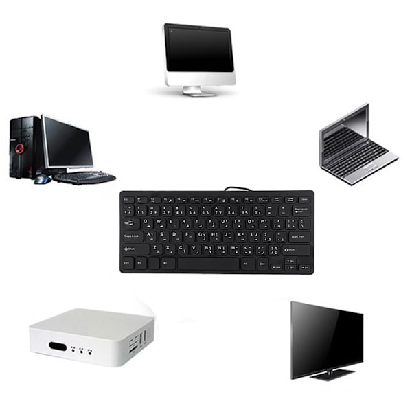 Kablet Mini Bærbart Arabisk Tastatur USB Interface til Stationær Computer Ultratyndt 78 Taster