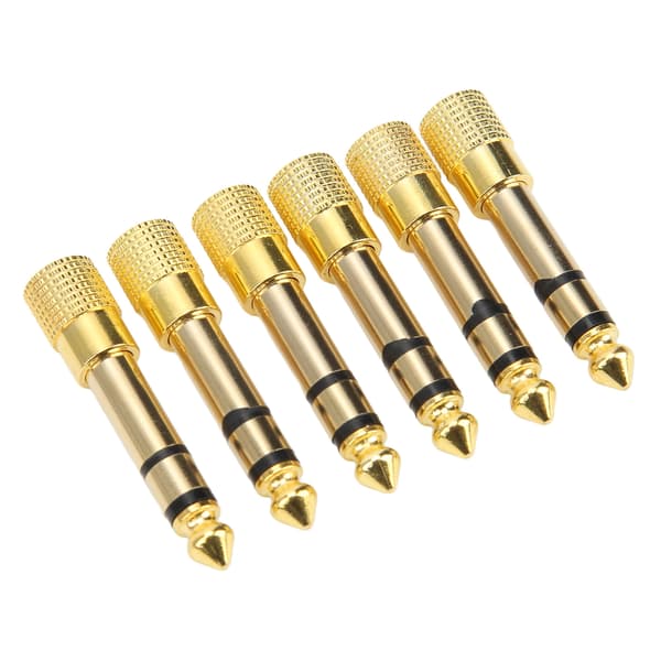 6 stk. hovedtelefonadapter 3,5 mm til 6,35 mm metalmikrofonkonverter stereolydstikadapter til mixer