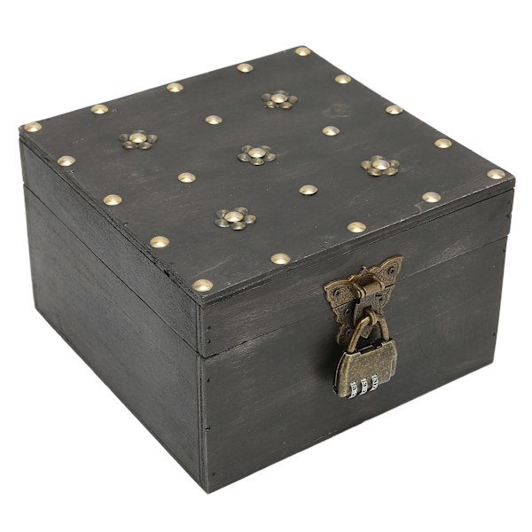 Retro Smyckeskrin Trä Elegant Halsband Armband Organizer Fodral med Lås Heminredning