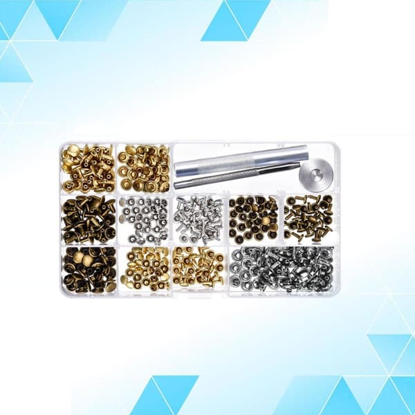 240-delars set med 6 mm/8 mm dubbelsidiga tryckknappar, inklusive tryckknappar och fästverktyg.