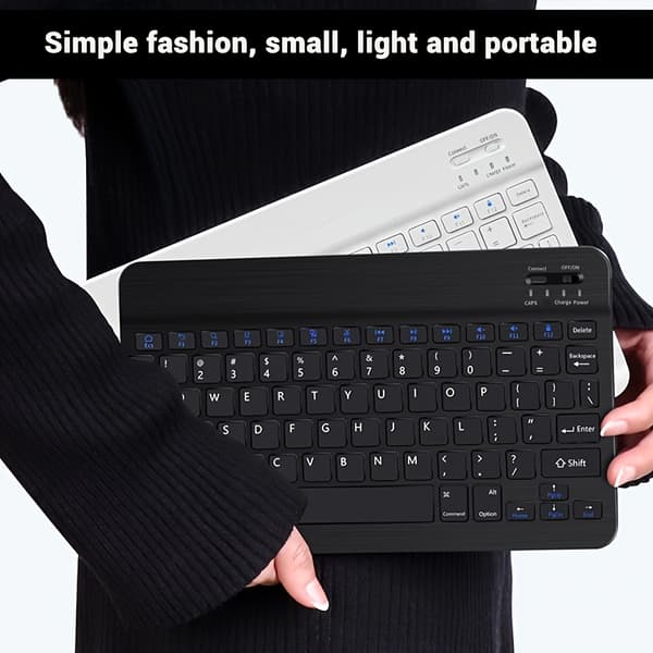 【03】Trådlöst tangentbord och mus för Android-surfplattor, för iPad, Mini engelskt tangentbord, Julklapp, Nyårspresent. White