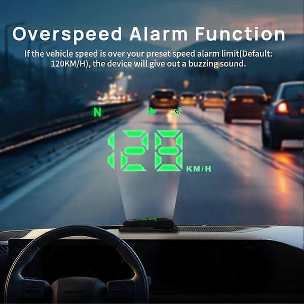 【03】Car HUD Head Up Display - Digital GPS Speedometer MPH, Anti-Glare for All Vehicles Green Light