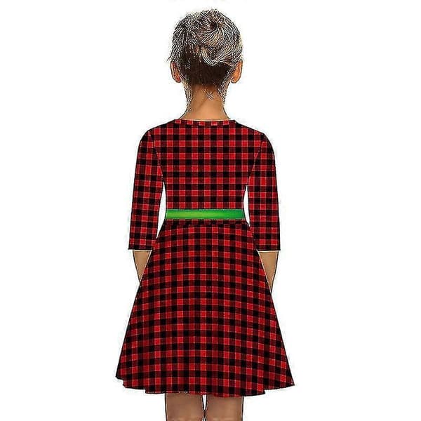 7-12 år Barnflicka Julklänning Vardagsklänning Festklänningar Red Check 9-10 Years