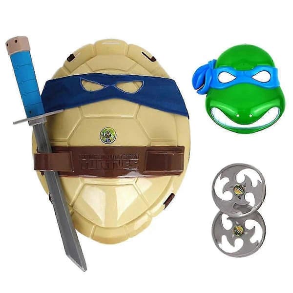 Ninja Turtles Actionfigurset - Leo, Raph, Mikey & Don med rustning och vapen Blue-MJ