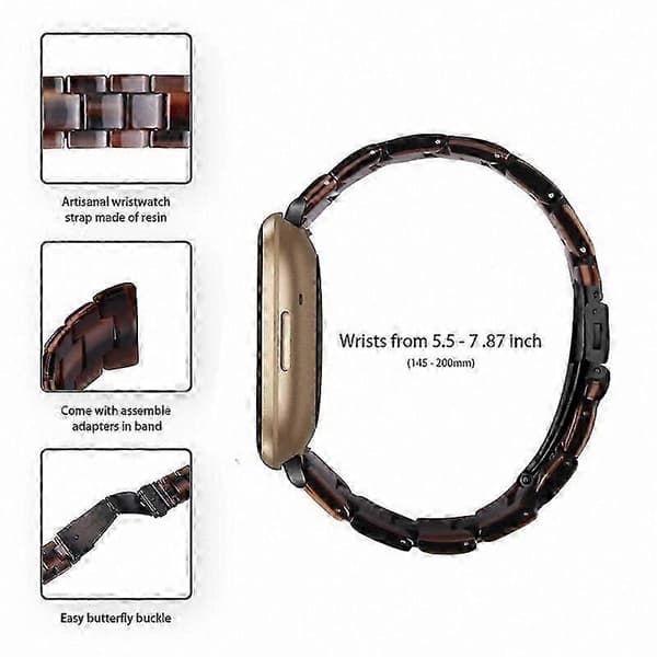 20 mm harpiksrem med spænde i rustfrit stål til Fitbit Versa 4/Sense 2 udskiftningsurrem Chocolate
