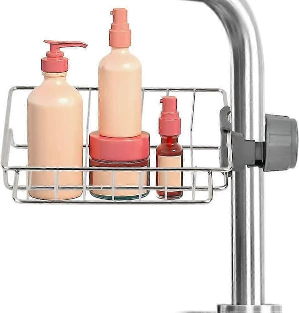 Bruserehylder i rustfrit stål uden boring til bruserstang, shampooholder, sæbeskål til bruser, 11 cm x 17,5 cm x 4,5 cm