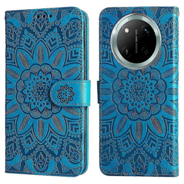 Läderfodral för Honor Magic7 Lite 5G/ X9c 5G Solros Plånboksfodral -NBB Blue