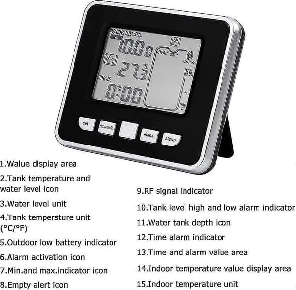 Vandstandssensor Ultralydsvandtanks væskedybdesensor med display