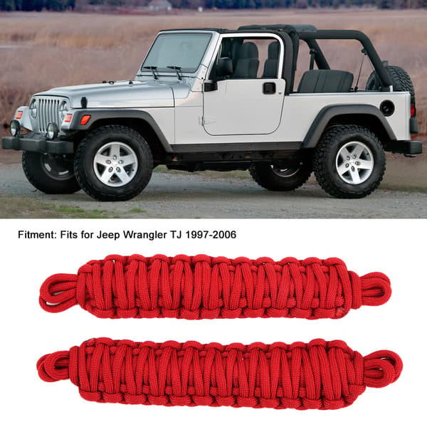 2 st Dörrbegränsningsrep Skydd Begränsande Rem Passar för Jeep Wrangler TJ 1997-2006 Röd