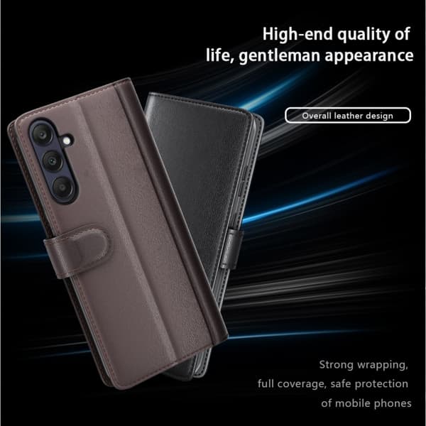 【03】Ægte læderetui Samsung Galaxy A26 Sort