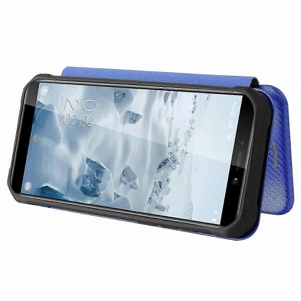 Flipfodral med kolfiberstruktur och kortplats för robusta smartphones Blue