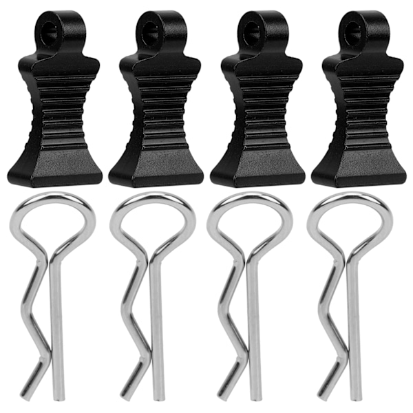 4kpl Alumiiniseos R-tyypin auton korin kuoren pidikkeet kiinnitystelineellä 1/10 RC-autolle (musta)