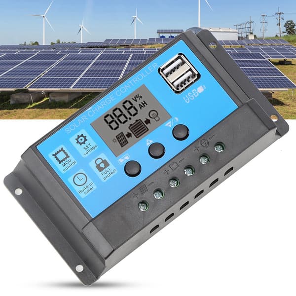 Solar Charge Controller LCD Dual USB PWM Cellepanel Regulator med Belastnings Automatisk Identifikation 12V 24V20A