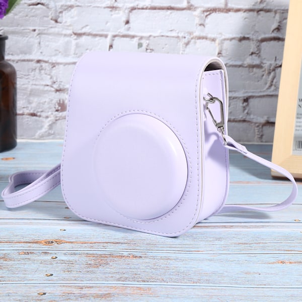PU Læder Taske med Skulderrem til Fujifilm Instax Mini 11 Kamera Lilla