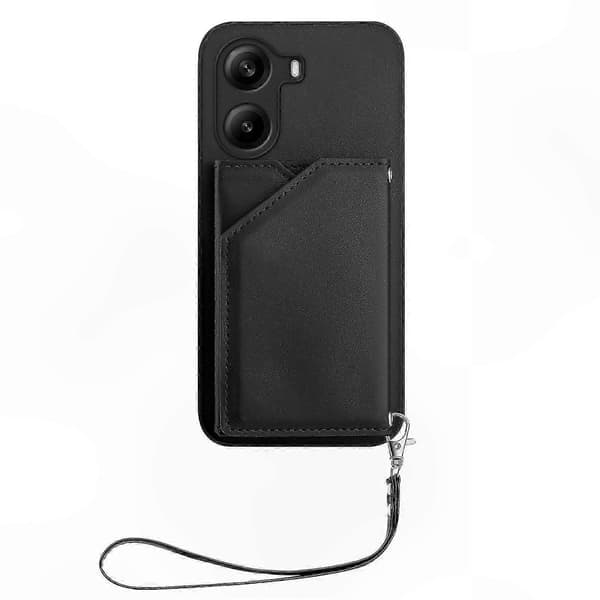 5G-telefoncover med kortholder, støtte og håndledsrem til Poco X7 Pro-kompatible modeller Black