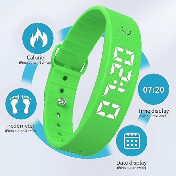 【03】W5SV Smart Armbånd med Vibrerende Alarm, Søvnovervågning, Digitalt Display, Elektrisk Ur - Grøn Multifarve Multicolor Black