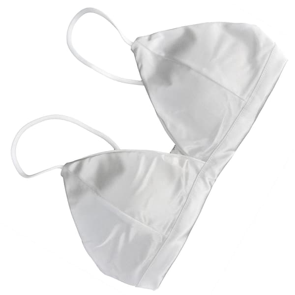 Satin Triangel Bralette för Kvinnor, Andningsbar Trådlös Sov-BH Djup V-ringning Bralette Vit