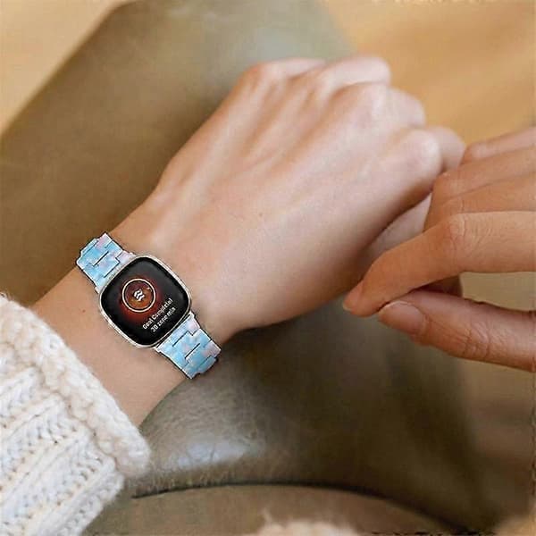 20 mm harpiksrem med spænde i rustfrit stål til Fitbit Versa 4/Sense 2 udskiftningsurrem Sky Blue