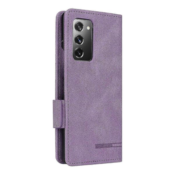 Kompatibel med Galaxy Z Fold2 5G magnetiskt flip-läderfodral med säkert lås Purple