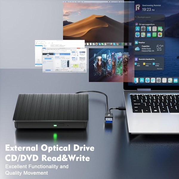 Eksternt USB optisk drev til computere, universel DVD-brænder til bærbare computere, diskbrænder, eksternt CD/DVD-drev