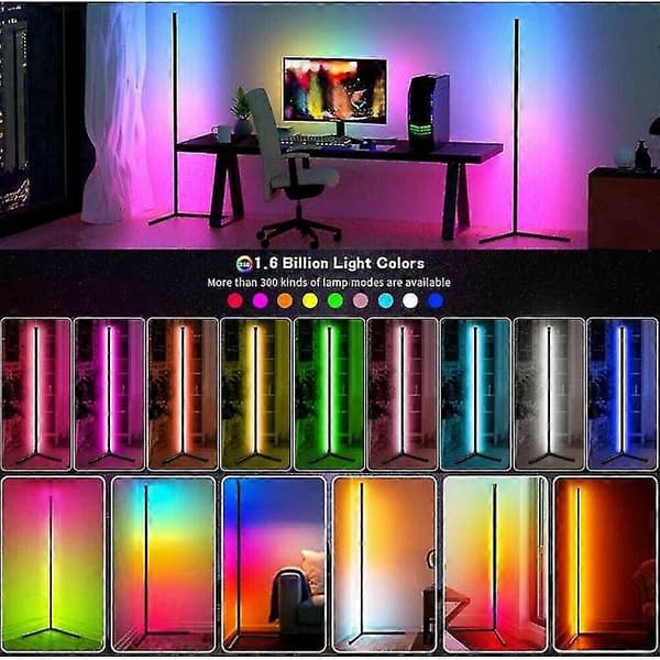 RGB LED-golvhörnlampa ljusstativ bluetooth streaming speldekoration au