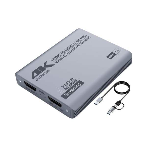 4K HDMI Video Capture Card, USB 3.0, Ljud- och videoströmningsenhet för PS5, Switch, Kamera, PC, Kompatibel med OBS