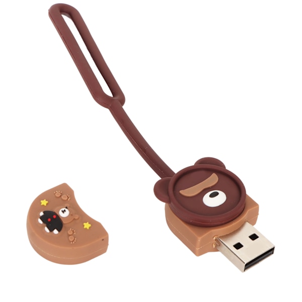 Tecknad USB-minne Brunbjörn Standard USB2.0 Plug and Play Höghastighetsminne Tumminne för Backup Resor Kontor 128GB