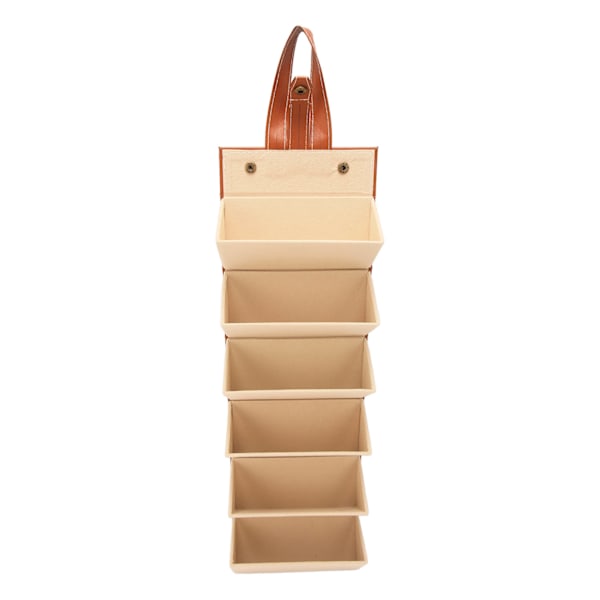 Rejse Solbrille Organizer Etui Brun 6 Slots Hængende Foldbar PU Læder Brille Opbevaringsboks