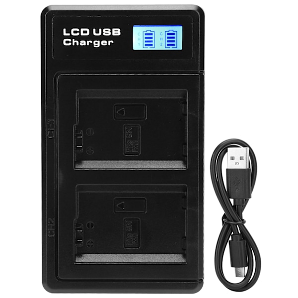 LCD-skærm Lithium Batteri Dobbelt Oplader USB Opladningsbase til NPFW50