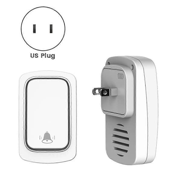 Självförsörjande trådlös dörrklocka ingen batteri vattentät dörrklocka ring äldre ringare hemsäkerhet dörrklocka US PLUG White Us plug