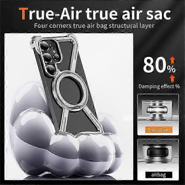 Metallramsfodral för Galaxy S25 Ultra, kantlös design med MagSafe-stativkompatibilitet Silver