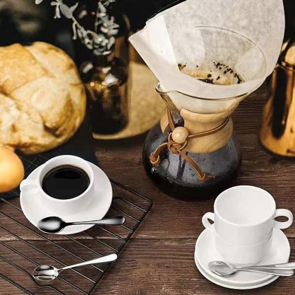 6-pak rustfri kaffeskeer rustfri mini-røreskeer til køkkenmad og eftermiddagste, sorte Black