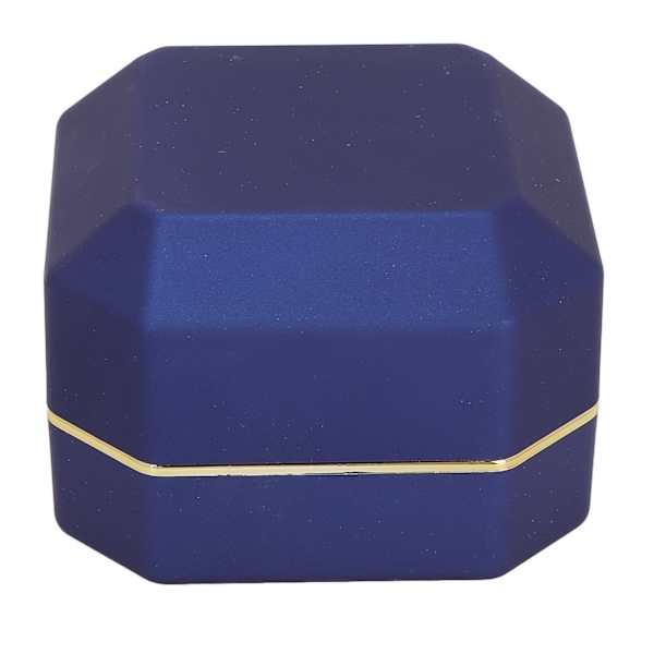 Ring Presentask Elegant Skyddande Liten Smyckesförvaring Displayfodral med Lampa för Frieri Bröllop Blå