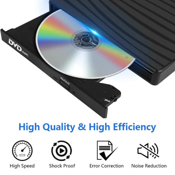 Ekstern DVD-brænder, læser og skriver diske, eksternt optisk drev til bærbare og stationære computere, ekstern CD-brænder