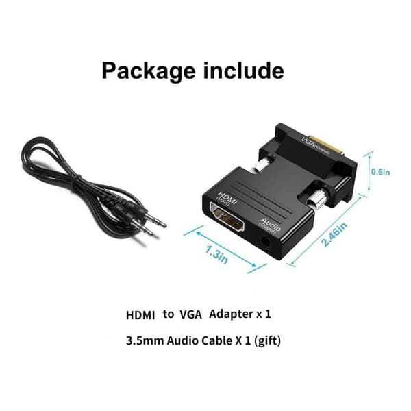 HDMI naaras-VGA urossovitin AUX-lähdöllä