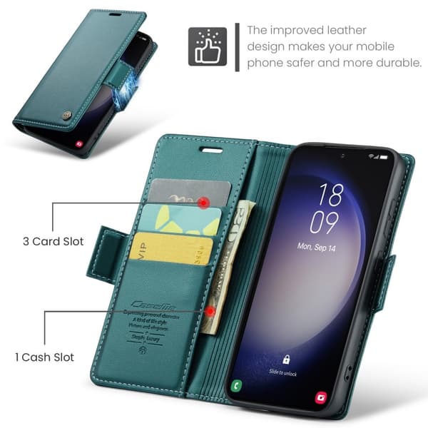 【03】CASEME Plånboksfodral Samsung Galaxy S24 - Grön Grön green