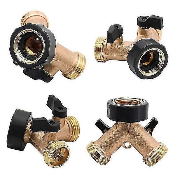 3/4 messing kugleventil, 3-vejs vandfordeler i messing, Y-formet 3-vejs messing kugleventil til havevaskemaskine 2 PCS