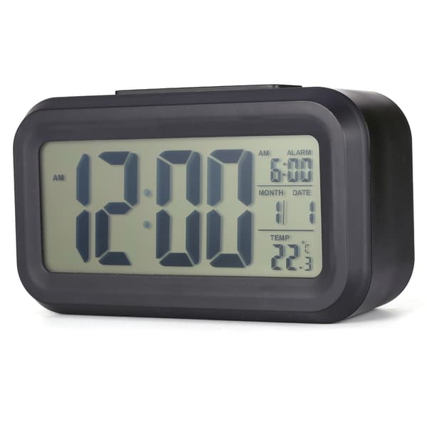 LED Baggrundsbelyst Digital Snooze Skrivebords Vækkeur Temperatur Kalender Display Lokal