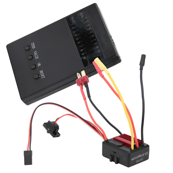 35A Harjaton ESC Sähköinen Nopeudensäädin Ohjelmakortti Sopii 1/18 1/16 RC Automalliin (Punainen)