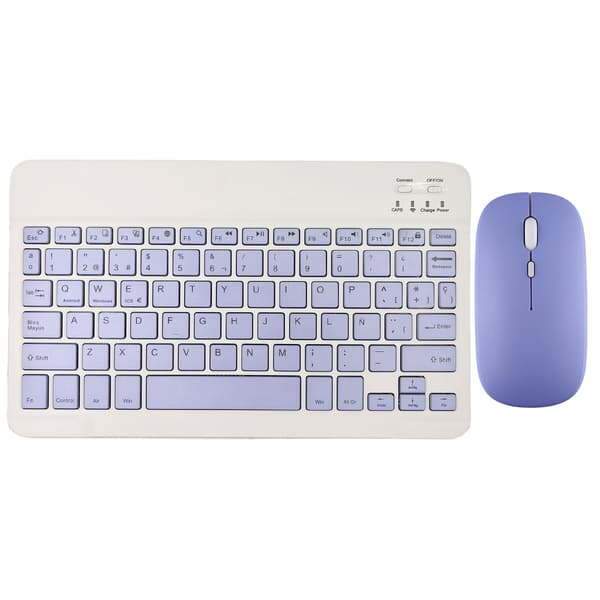 【03】Langaton näppäimistö ja hiiri iPad Air 5, 4 Pro, 11, Bluetooth, espanja, englanti, Android, iOS, Windows, puhelin, tabletti purple Spanish