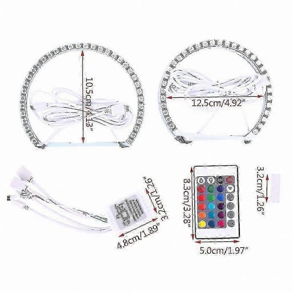 5050 RGB Angel Eyes-ringe til E46-forlygter, 131+146 mm biltilbehør, par LED-haloringe