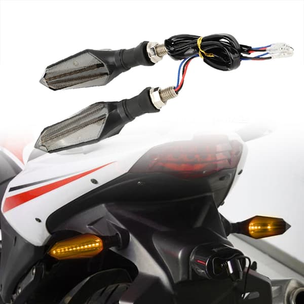 2 stk. dobbeltsidet motorcykel LED blinklys med flydende vand (gul)
