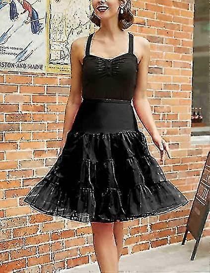 50'er underkjole Rockabilly kjole Crinoline Tutu underkjoler til kvinder - Snngv Black M