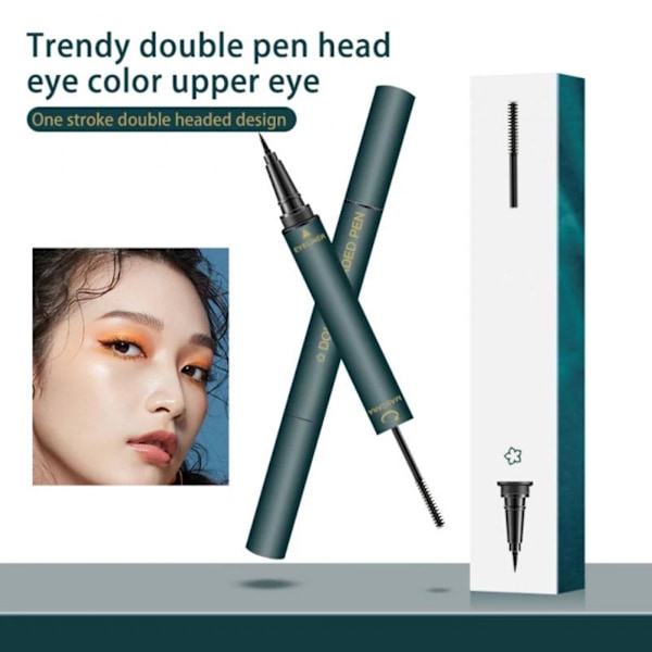 2 i 1 Dubbel Eyeliner Mascara Vattentät Snabbtorkande Ögonfranspenna Svettsäker Kladdfri Makeup Eyeliner